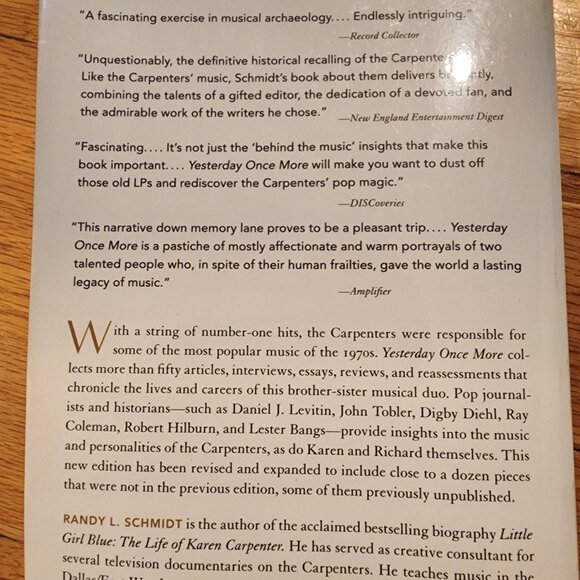 Yesterday Once More: The Carpenters Reader Paperback Book By Randy L. Schmidt - Picture 9 of 9